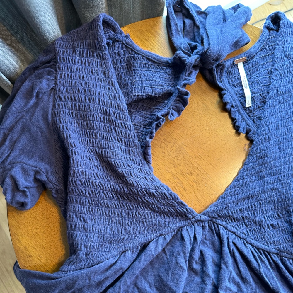 Free People navy open back short sleeve